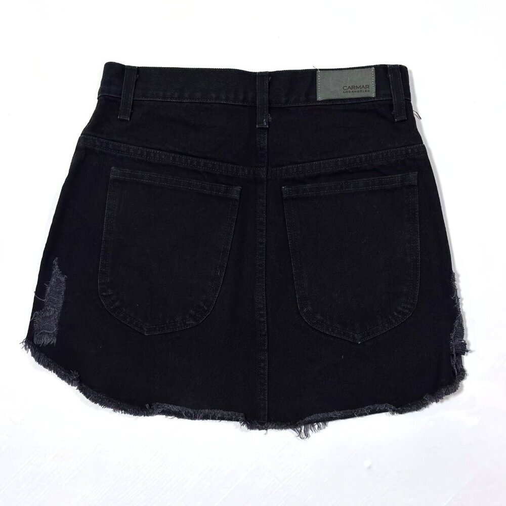 Carmar Beatrice Black Denim Silver Star Jean Skirt - Size 26 - Picture 2 of 5